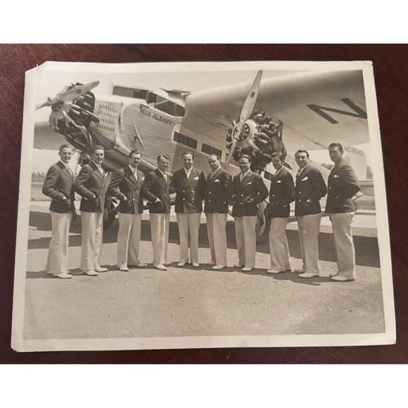 1930s TWA Crew at Ford Tri-Motor Albany NY – Edward A Driscoll Photo Miss Albany